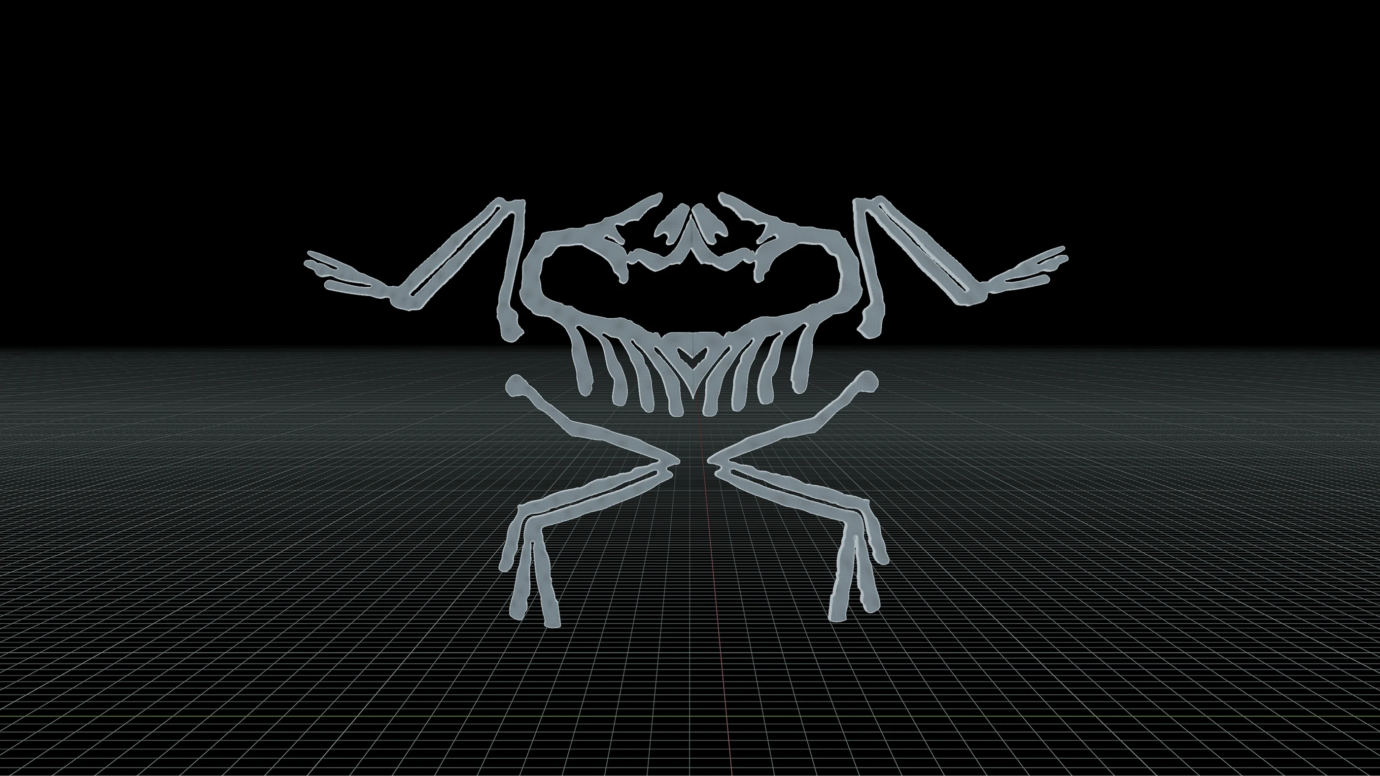 Three-dimensional Arc’teryx bird above a dark digital grid