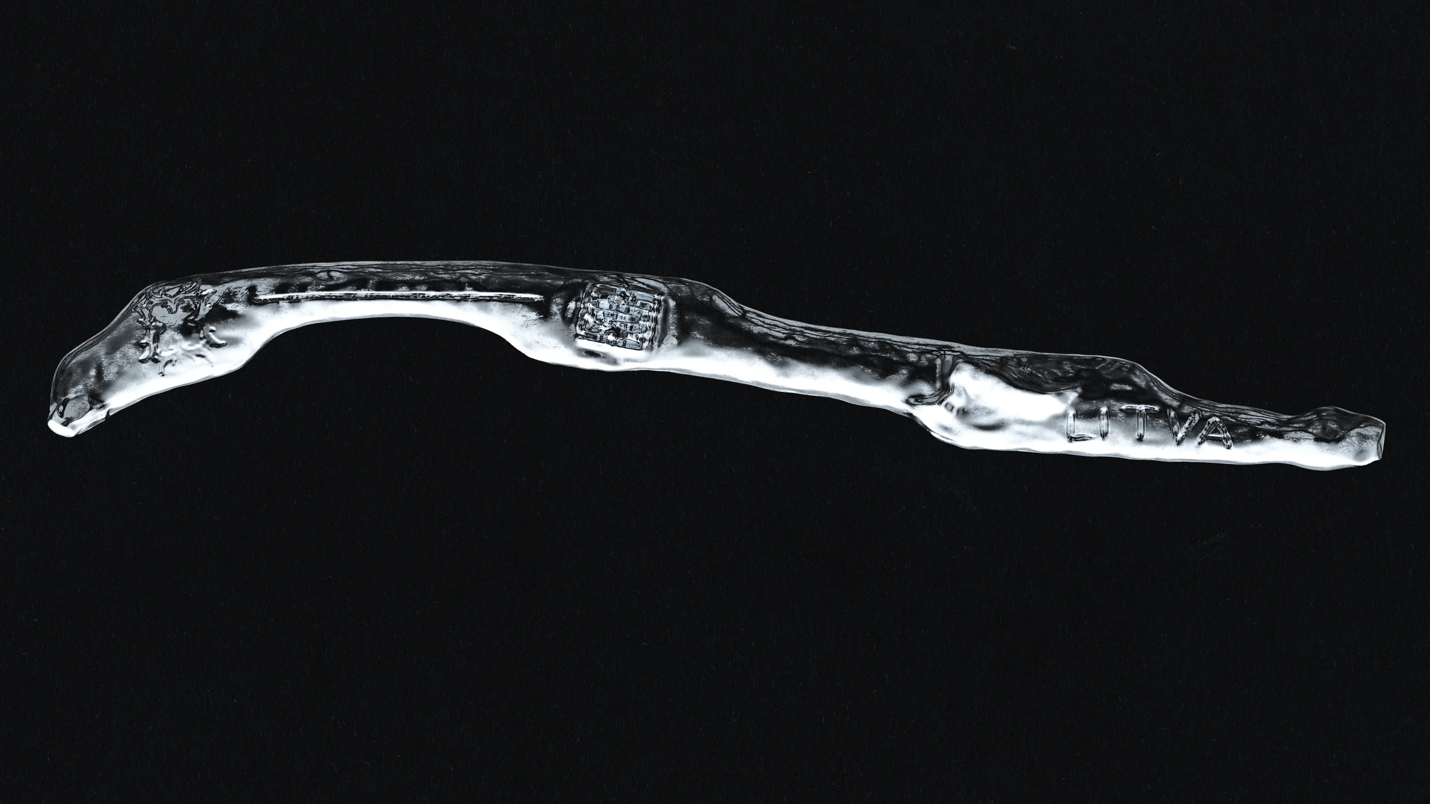 Textured silver object against a dark background